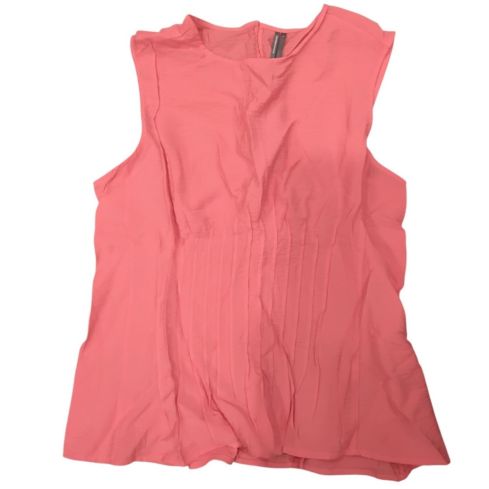 Anthropologie Coral Pink Pintuck Pleated Sleeveless Blouse Top Size XL NWT